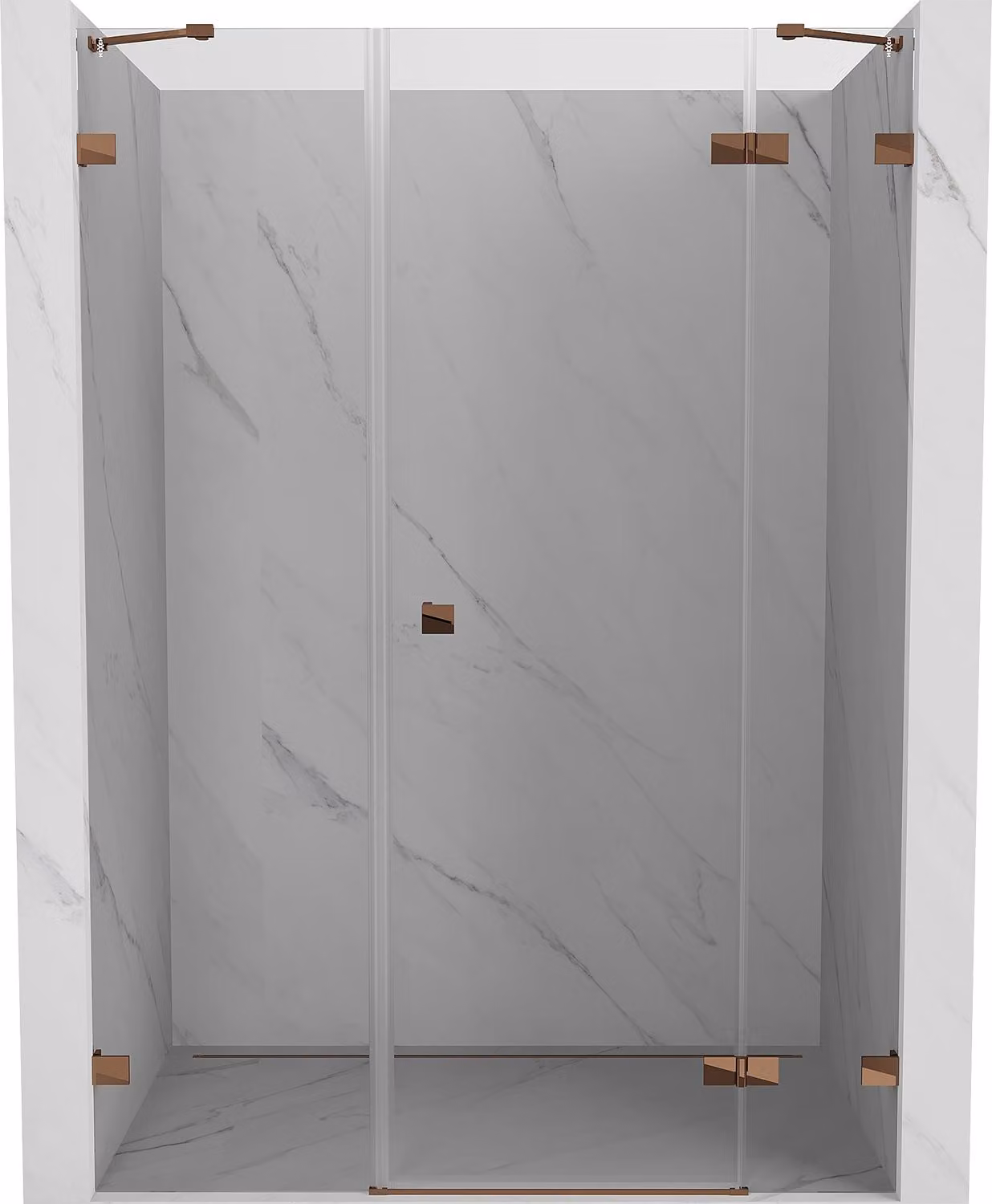 Mexen Lunar porta doccia a battente destra 130 cm, trasparente, oro rosa - 834S-130-050-60-00-P