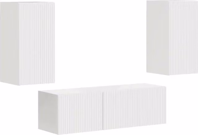 Set di Mobiletto da TV a Parete 4 pz | Armadietto TV | Mobile Porta TV Bianco Lucido