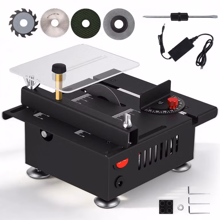 Mini sega circolare da banco - Angolazione regolabile - Set standard - 4 lame da taglio