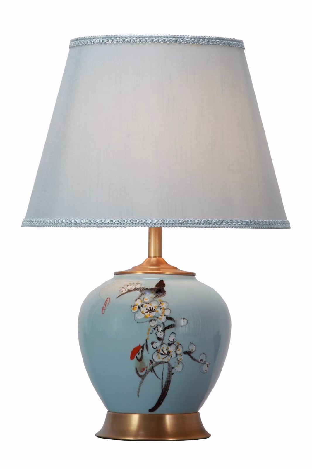 Fine Asianliving Lampada da tavolo cinese in porcellana con paralume E27 Lampada da tavolo orientale in Vetroceramica Lampade da comodino camera da letto soggiorno