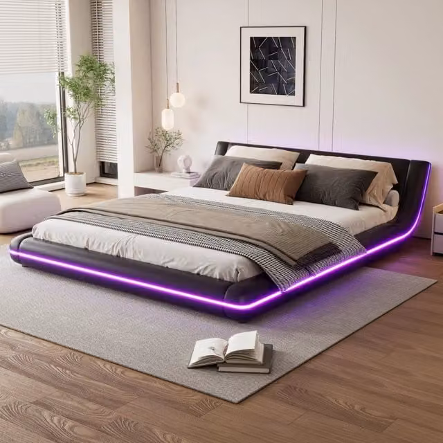 letto basso pu nero 160 x 200 cm
