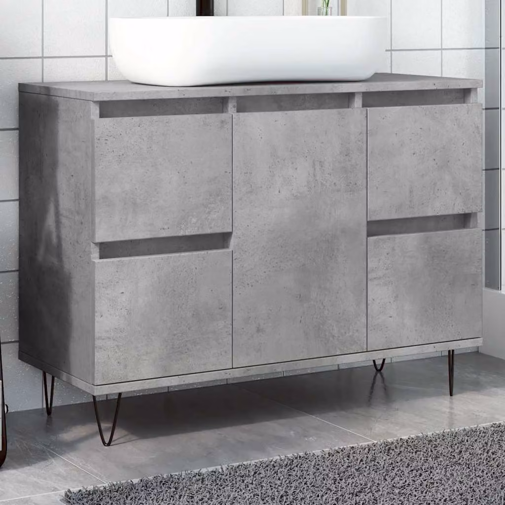 Armadietto da bagno sospeso vidaXL in stile industriale grigio con ante e cassetti L: 80 cm, P: 33 cm, H: 60 cm