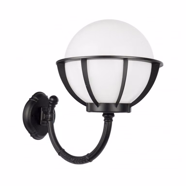 Lampada da parete per esterni sfera bianca o fumé 25 cm 1xE27 nero IP43 SU-MA Kule K 3012/1/KPO 250