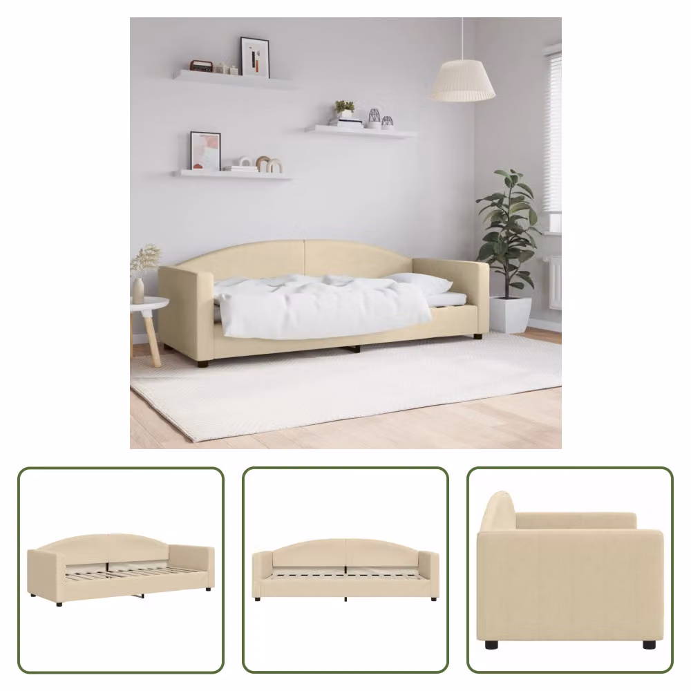 The Living Store Daybed Crema 80x200 cm tessuto