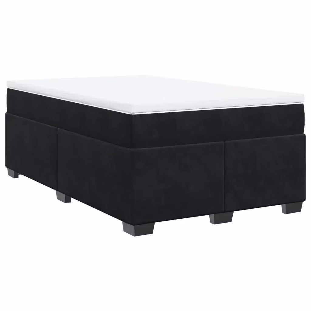 Letto con Giroletto a Molle e Materasso Ibrido vidaXL in Velluto Nero e Bianco L/P: 120 x 200 cm – 2