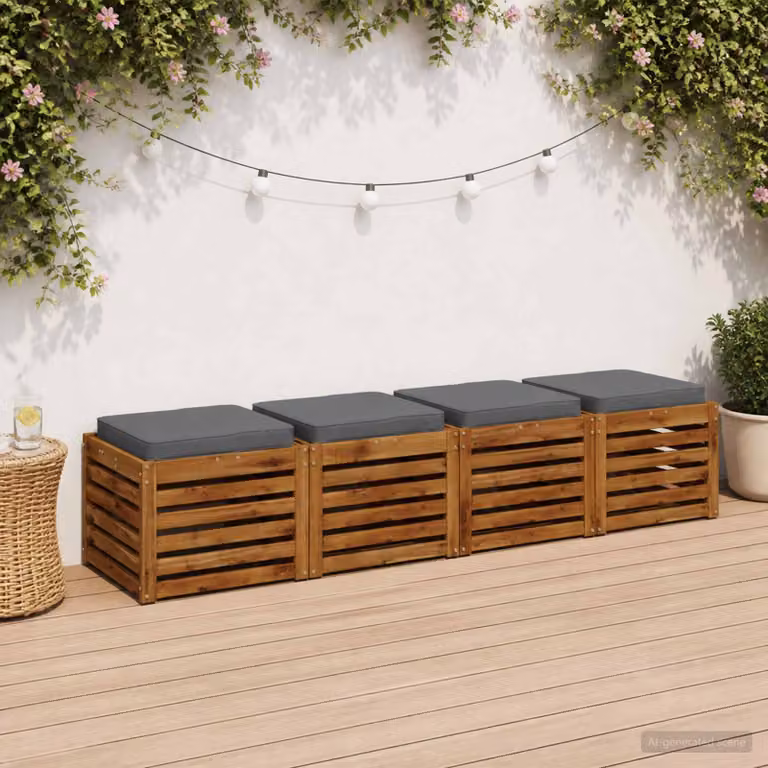Set di 4 cuscini per sedia vidaXL VUGHT in poliestere blu con rivestimento rimovibile e lavabile