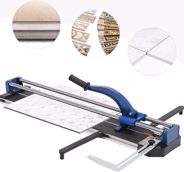 Tagliapiastrelle manuale - 800F - Lunghezza di taglio 800 mm - Spessore max. 15 mm - Doppia guida - Rotella di taglio in lega di tungsteno - Laser e righello di guida - Blu intenso