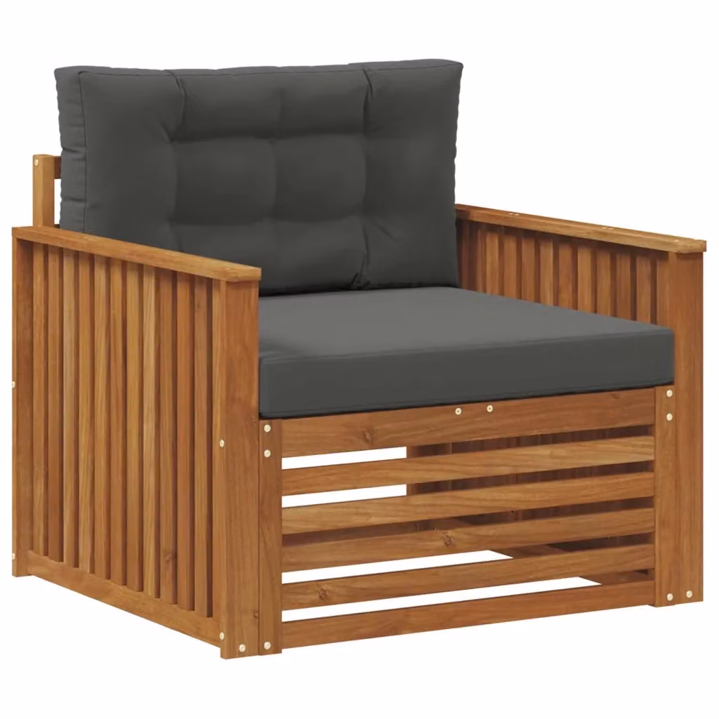 Divano da esterno moderno in legno di acacia massello e poliestere per giardino e terrazza, disponibile nei colori marrone, antracite e grigio – 2