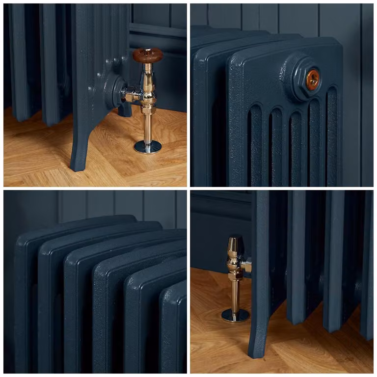Radiatore Tradizionale in Ghisa a 6 Colonne - Alto 660mm - Finitura Blu Hague Blue di Farrow & Ball - Isabel
