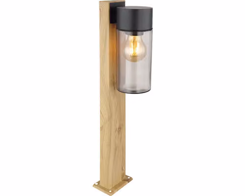Globo Lighting lampada da esterno in acciaio inox effetto legno scuro, acciaio inox nero opaco, vetro color fumo, direzione della luce: verso il basso, IP44, LxLxH: 90x145x500mm, escl. 1x E27 40W 230V