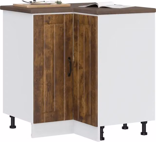 Mobile Base ad Angolo per Cucina Design Mania Rovere Fumo e Bianco con Ante a Battente