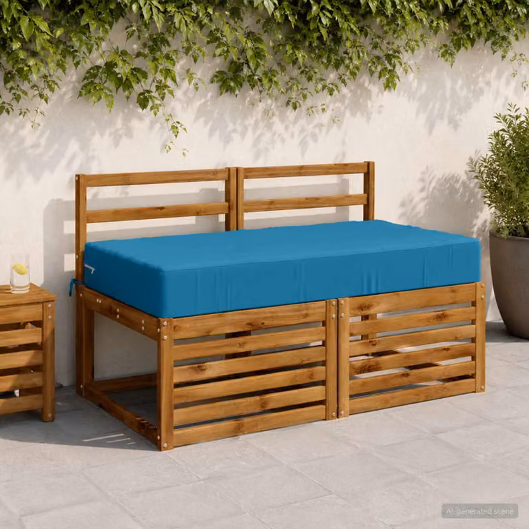 vidaXL Cuscino per la seduta SOEST in poliestere azzurro con rivestimento lavabile e resistente ai raggi UV