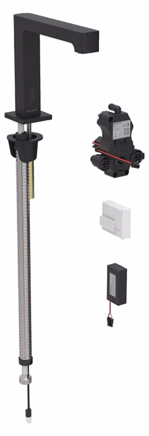 Robinetterie de lavabo Geberit Brenta, saillie 195mm, avec mitigeur, alimentation par pile, pour boîtier de fonction encastré, 116.194.14.1, 116.194.14.1