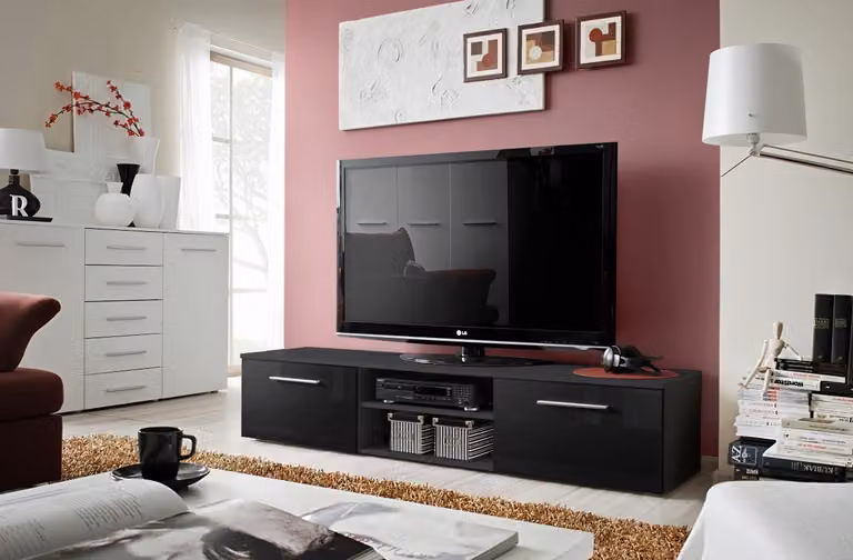 Sideboard Kommoden Schwarz TV-Ständer Luxus Wohnzimmer Design Hochglanz Holz