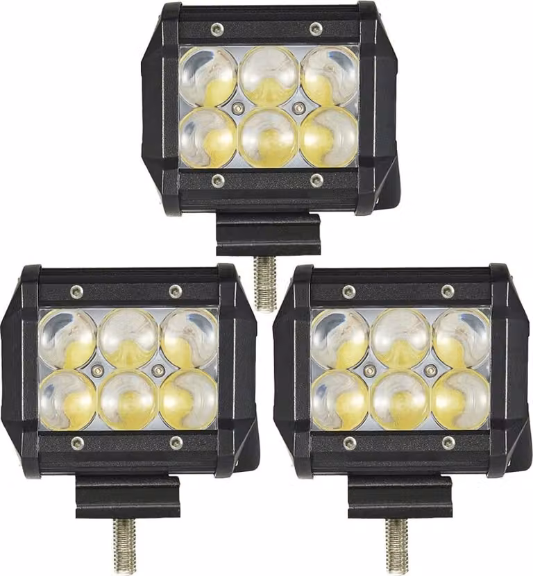 Greenmigo 3X 18W LED proiettore ausiliario 12V 24V 1800LM faro da lavoro LED proiettore IP67 impermeabile angolo del fascio di luce 90 gradi proiettore