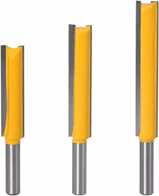 Fresine a incasso professionali - Set da 3 pezzi con utensili di rifilatura a filo da 8 mm, in carbonio duro, con lame da 50/63/76 mm per la lavorazione del legno