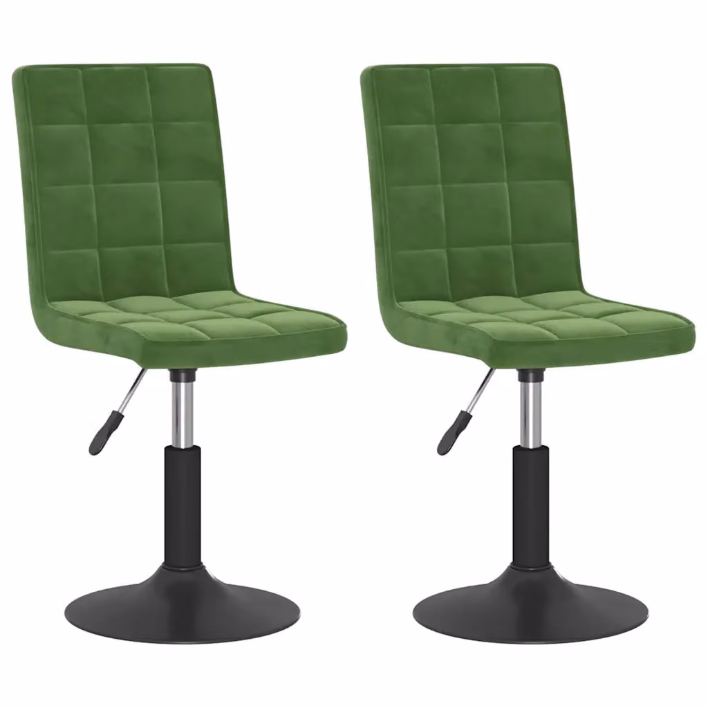 Set di 2 sedie da pranzo girevoli a 360 gradi vidaXL in velluto verde con struttura in metallo e plastica per soggiorno o sala da pranzo – 2