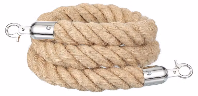 Corda di sicurezza in iuta, lunghezza 1,2 m, diametro 2,8 cm, con ganci