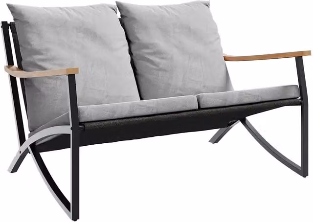 Panchina da giardino moderna DESIGN IN con braccioli in metallo e tessuto, colore antracite, L: 120 cm