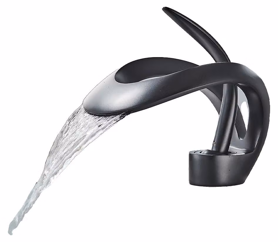 Miscelatore per lavabo, materiale: ottone, monocomando, colore: nero, finitura: ottone