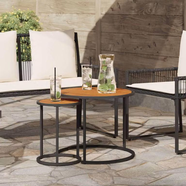 Maison Exclusive - Set di tavolini da caffè, 2 pezzi. Colore: naturale e nero. Dimensioni: 55 x 55 x 45 cm