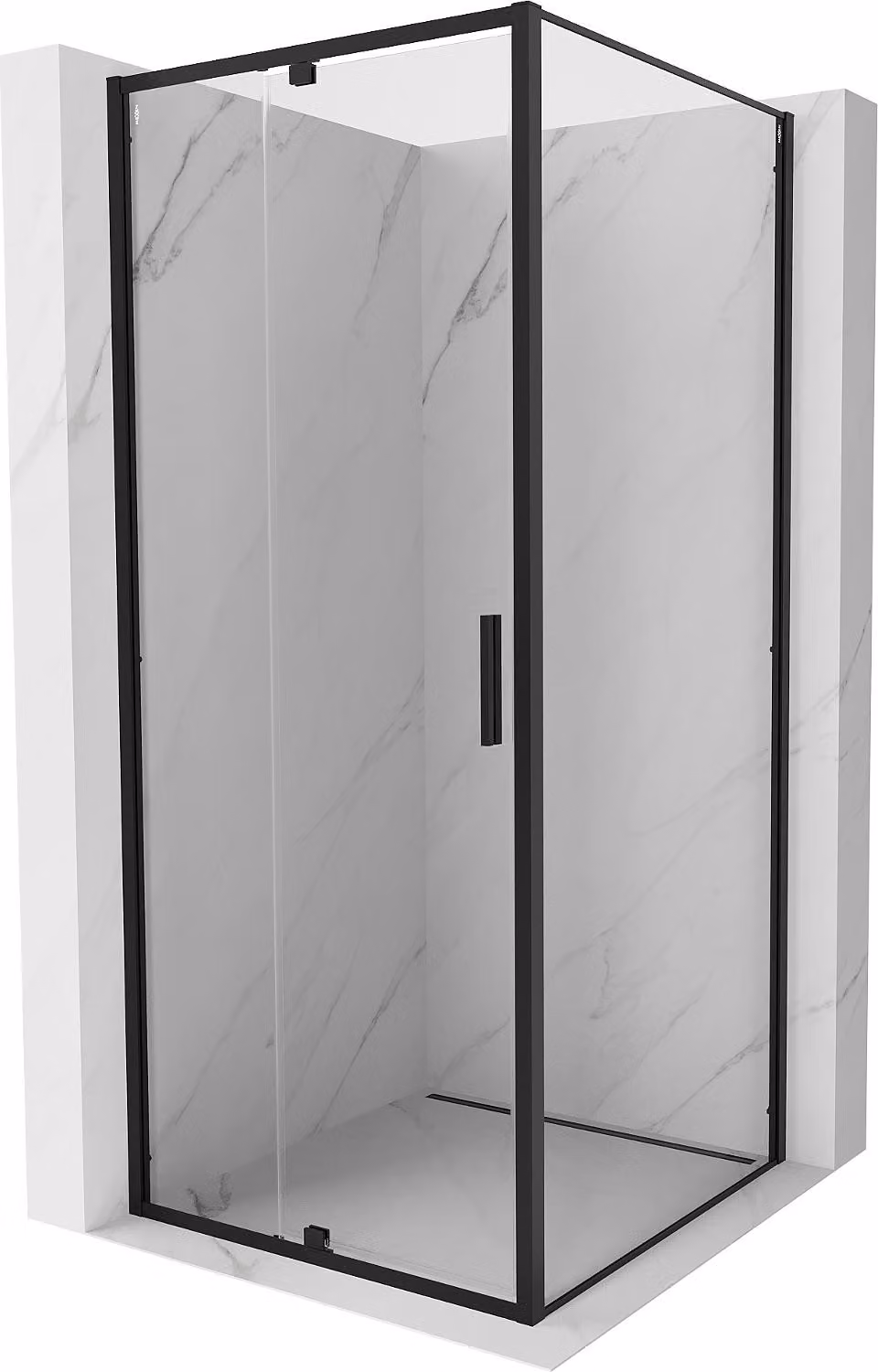 Mexen Exo cabina doccia a battente 95 x 95 cm, trasparente, nera - 819-095-095-70-00