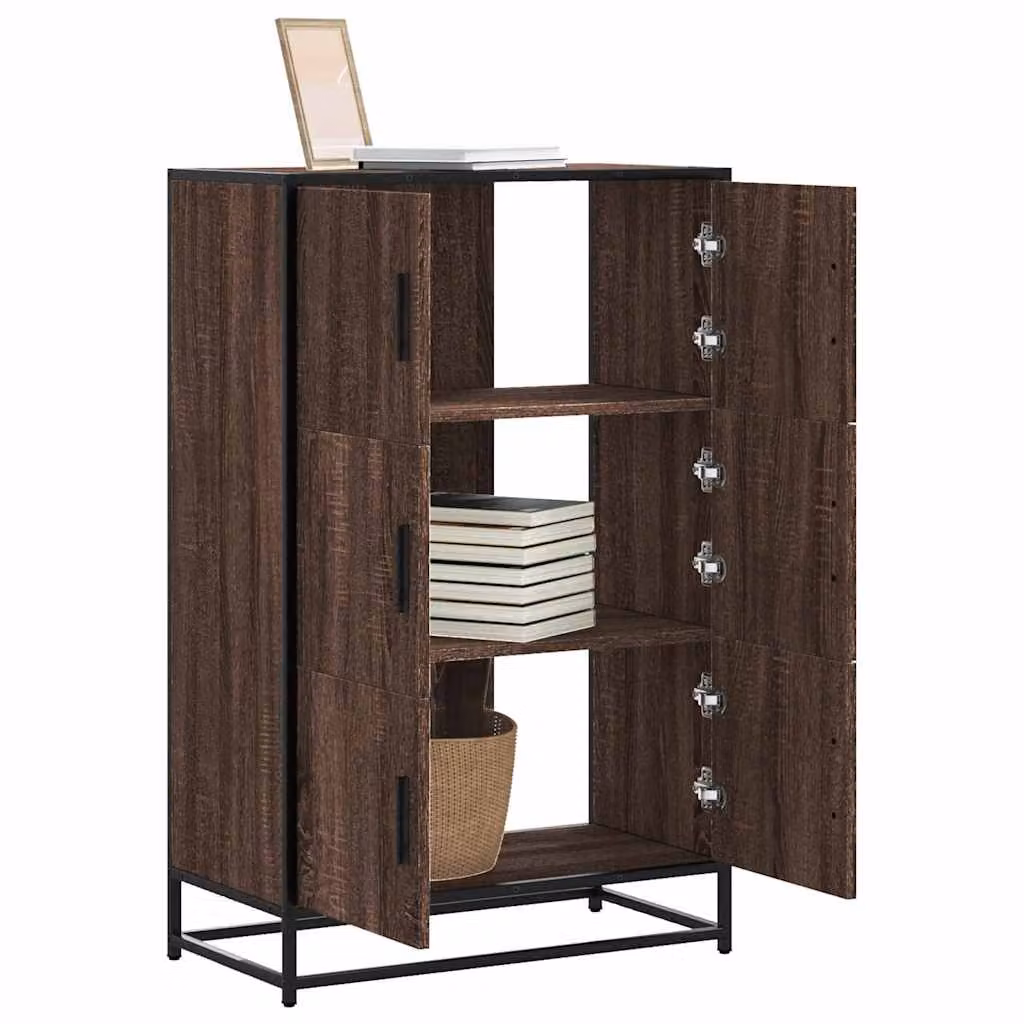 Credenza Industrial vidaXL in Rovere Marrone con Ripiani e Ante in Legno e Metallo L: 68 cm, P: 35 cm, H: 106,5 cm