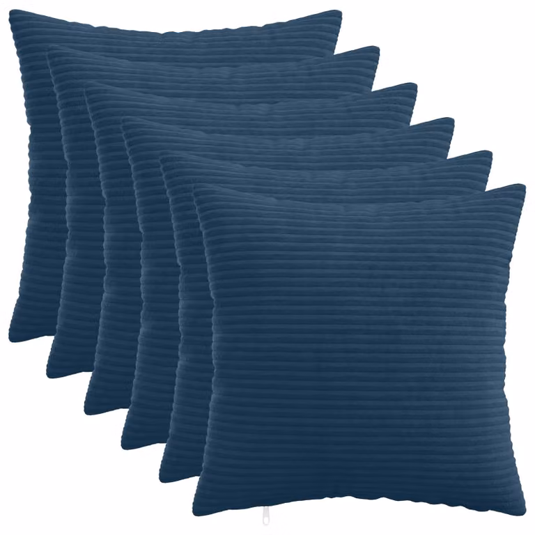 Set di 6 federe vidaXL HEERLEN in velluto a coste, colore blu navy, 40 x 40 cm