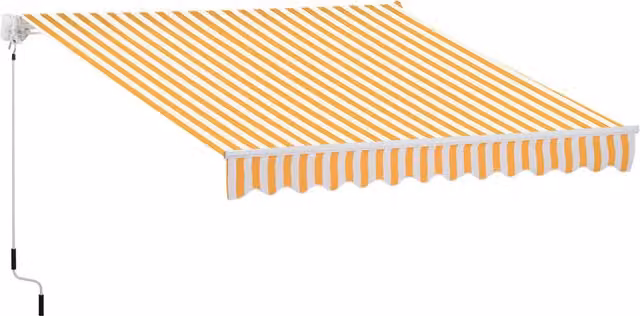 Outsunny Tenda da Sole a Bracci Esterna per Balcone a Parete, Impermeabile in Poliestere, Arancione e Bianco, L: 300 cm x P: 250 cm – 1