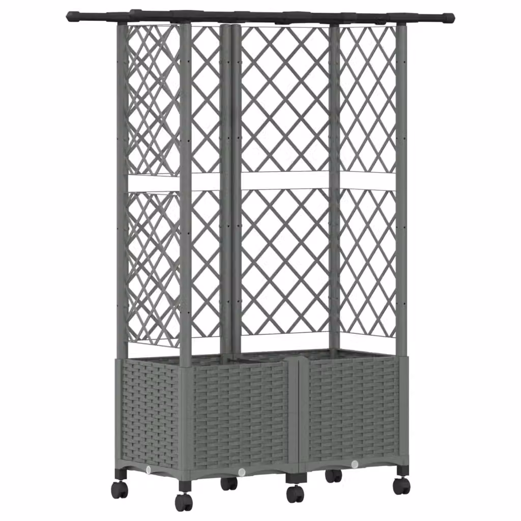 Letto rialzato con griglia e tetto vidaXL in plastica grigio per giardino, balcone o terrazzo, L/P/H: 142 x 124 x 40 cm – 2