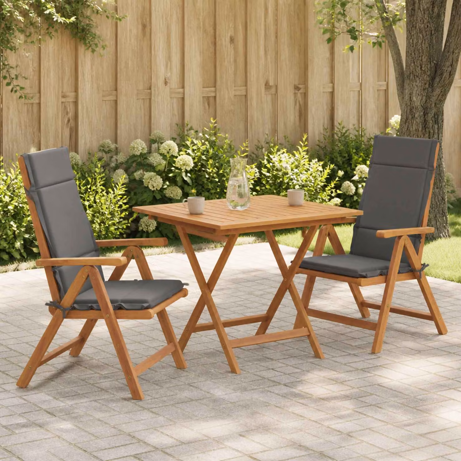 Set di 2 cuscini per sedia alta vidaXL GEMERT in poliestere grigio con rivestimento rimovibile e lavabile