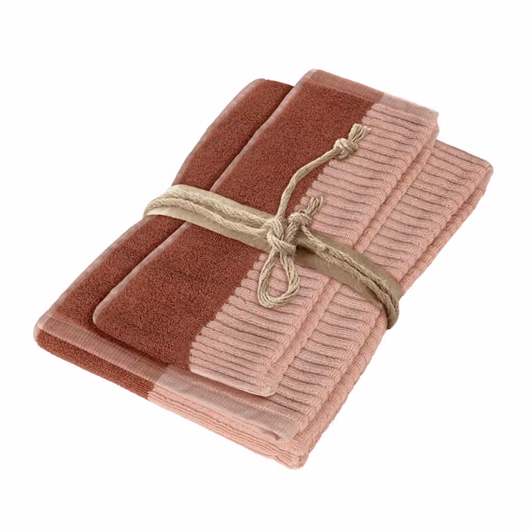 DIALOGO Coppia ospite+asciugamano - Colore: DIALOGO - DUSTY PINK + SANDALO,Taglia: 38x50 + 50x110