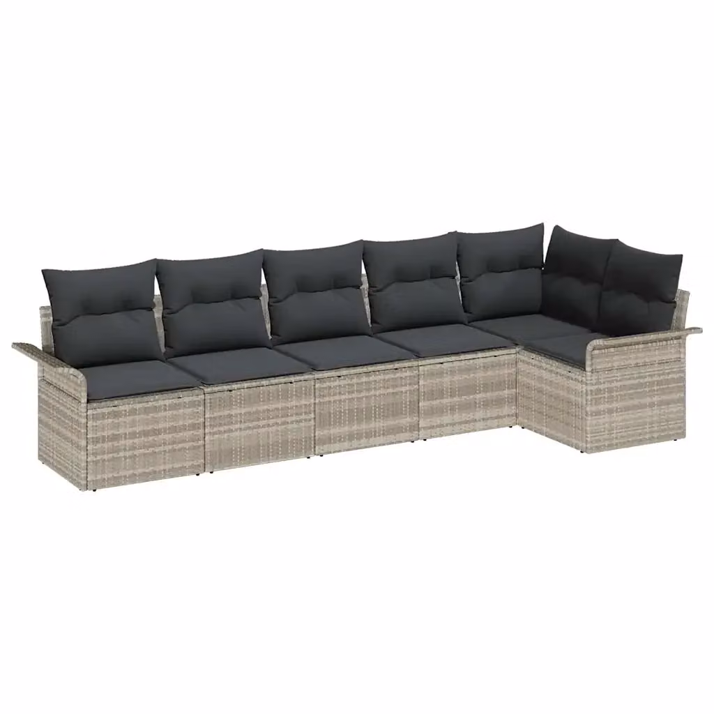 Set Divano da Giardino Moderno vidaXL a L in Polyrattan Grigio con Tavolino e Cuscini – 2