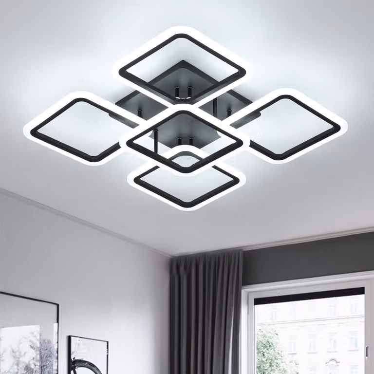 Comely 61W 7000LM Lampada a LED da soffitto, nera, con 5 luci, realizzata in acrilico