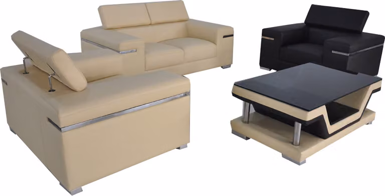 Leder Modern XXL Couch Wohnlandschaft Ledersofa Sofa Garnitur 2+1+1 + Tisch
