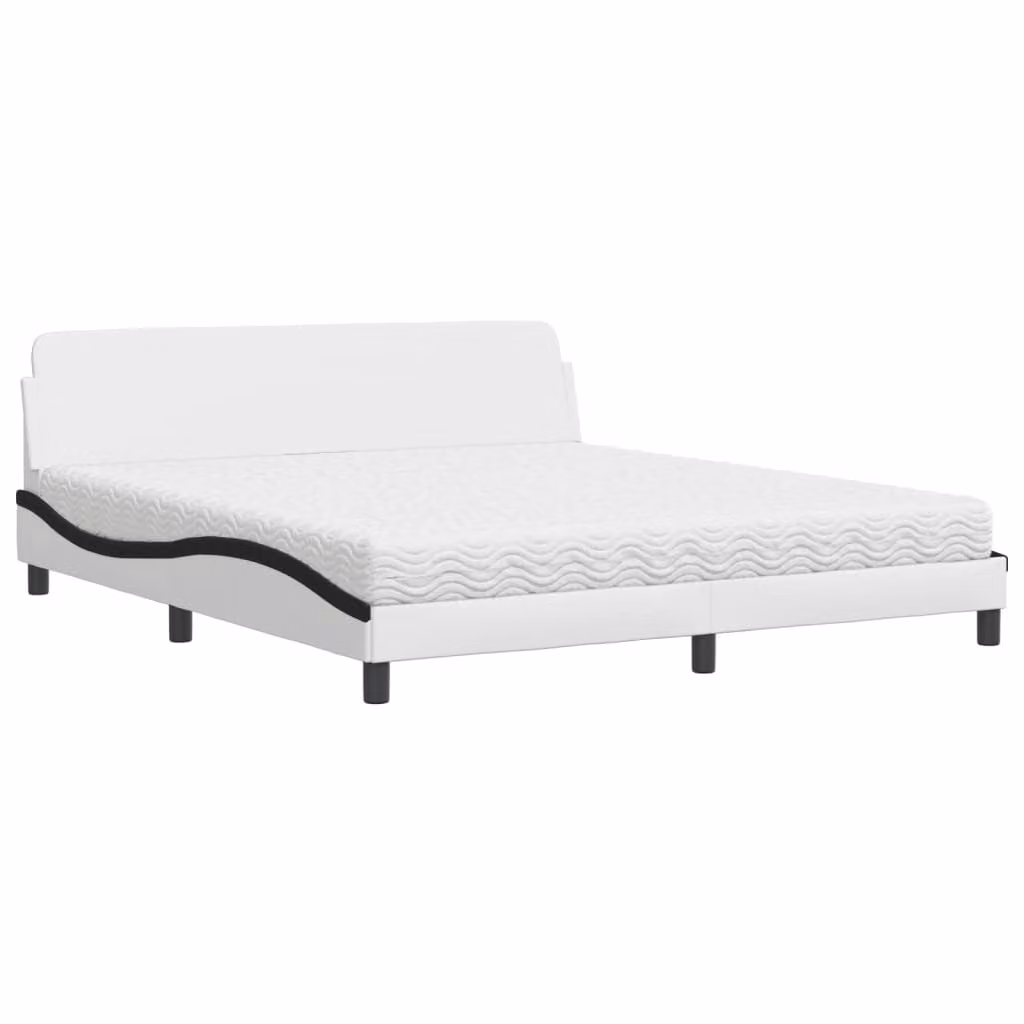 Letto con Materasso Dover Bianco e Nero 180x200cm Pelle finta