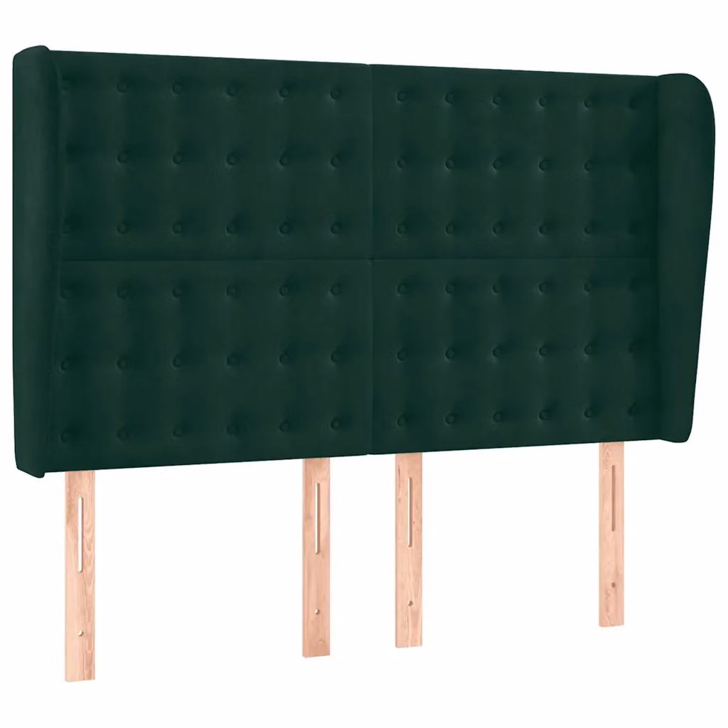Testiera ad orecchio vidaXL in velluto verde con struttura in legno, L: 147 cm, P: 23 cm, H: 118-128 cm – 2