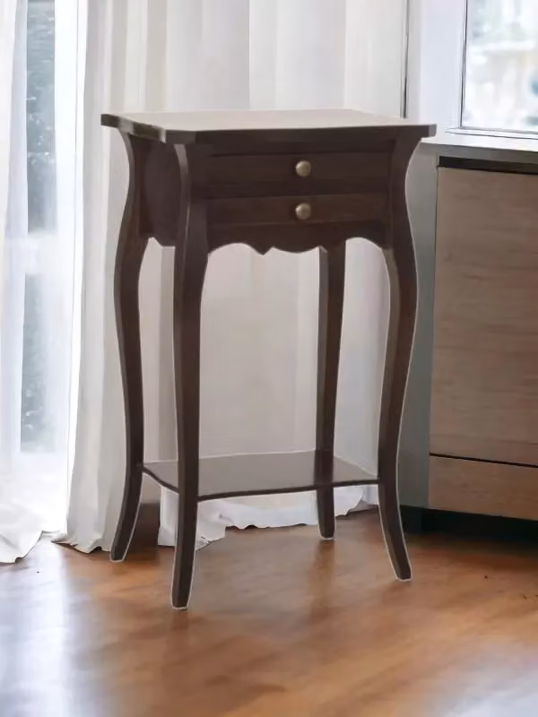 Comodino classico in legno di pioppo color noce scuro Mobili 2G L/P/H: 45 x 35 x 70 cm – 2