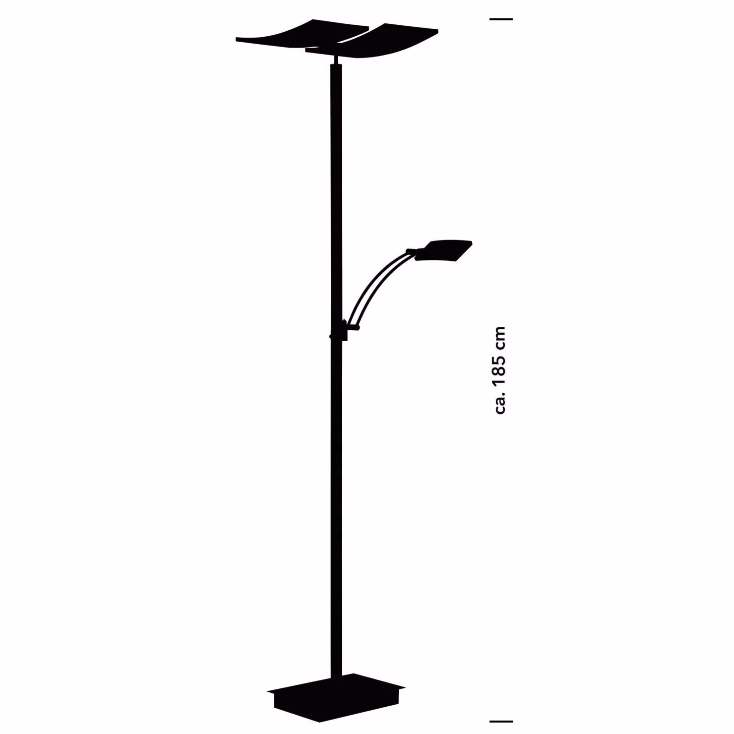 HELL Lampada da terra con luce lettura Andy, dimmerabile, Nero, Soggiorno / Sala da pranzo, Metallo, Moderno, Lampada LED da terra