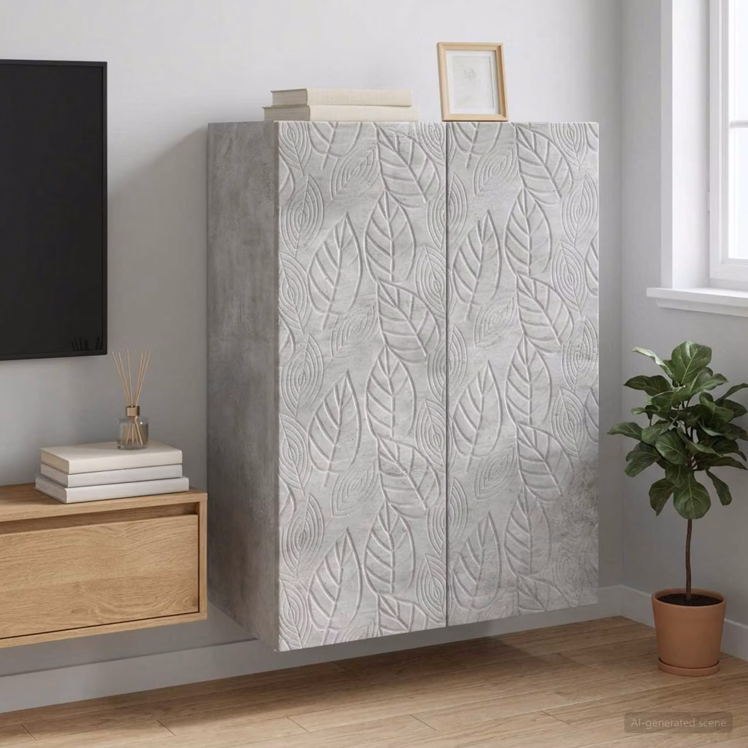 Mobiletto a muro vidaXL grigio in MDF con ante a battente e ripiani interni L: 66 cm, P: 34,5 cm, H: 90 cm