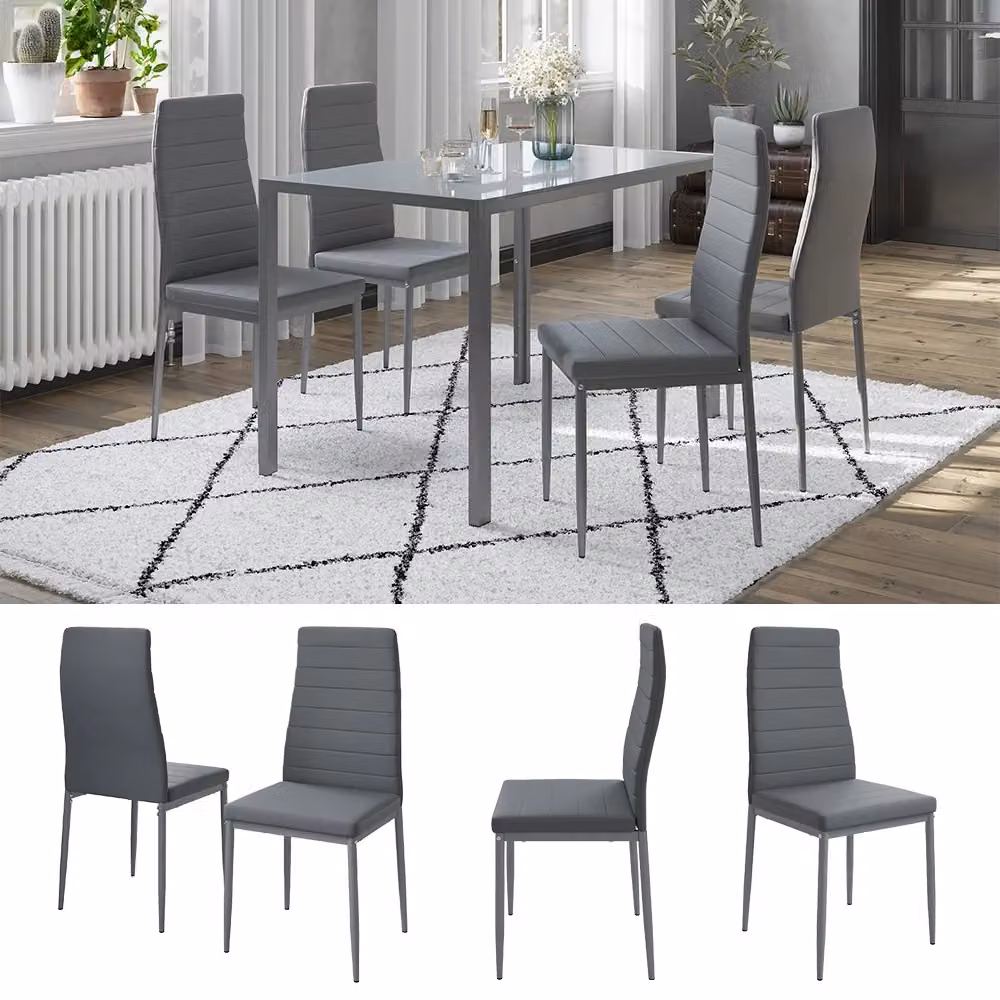 Set di 4 sedie moderne Vicco in ecopelle grigia per cucina e sala da pranzo, L: 42.5 cm, P: 48 cm – 2