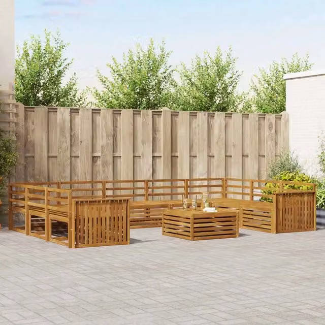 Set di 10 divani da esterno moderni vidaXL in legno di acacia colore marrone