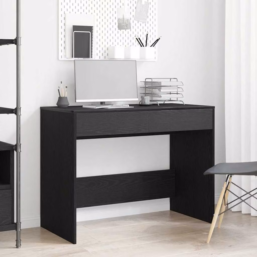 Scrivania da computer moderna vidaXL in legno nero L: 101 cm, P: 50 cm, H: 76,5 cm