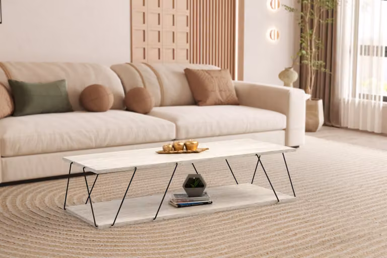 Skye Decor, Labranda - Nero, Marmo, Tavolino, 120 x 30 x 50 cm, 100% PANNELLI DI PARTICELLE RIVESTITI IN MELAMMINA