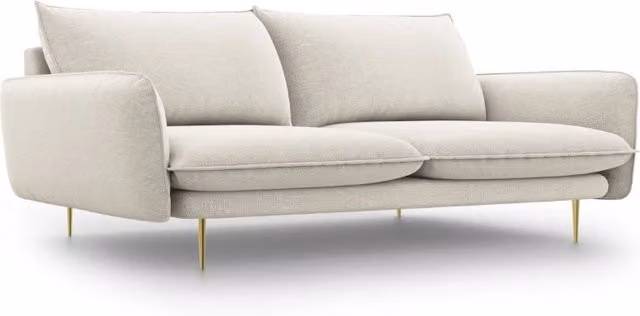 Divano 4 posti Vienna di Cosmopolitan Design in tessuto strutturato beige chiaro e oro