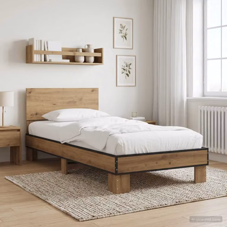 vidaXL Struttura letto con testata in legno Rovere Artigianale, colore marrone, L 80 cm x P 200 cm