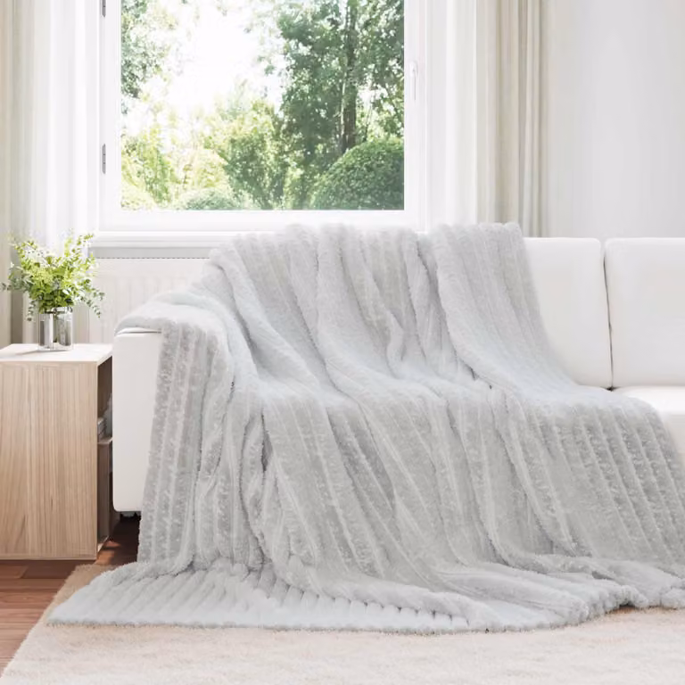 Set di 6 coperte in pile vidaXL grigie L 270 cm x P 240 cm