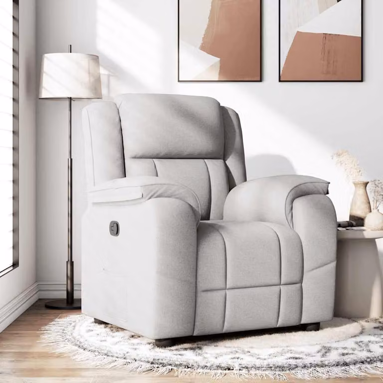 vidaXL Poltrona Reclinabile Relax in Tessuto Grigio con Braccioli e Meccanismo Manuale