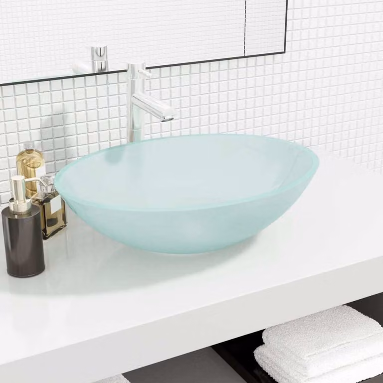 The Living Store Lavabo in vetro 50x37x14 cm Opaco