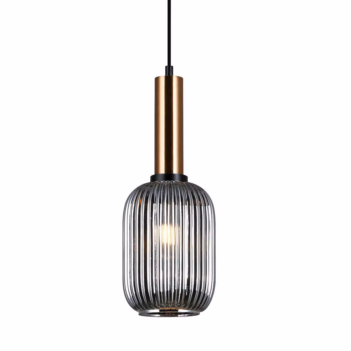 Lampada a sospensione Antiola nera-ottone 1xE27x40W vetro, dimensioni: 113x15x15 cm, IP20, Italux